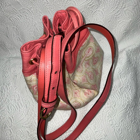 Coach Mini Dempsey Bucket Jacquard Rose PINK Leather Trim. - Picture 9 of 9